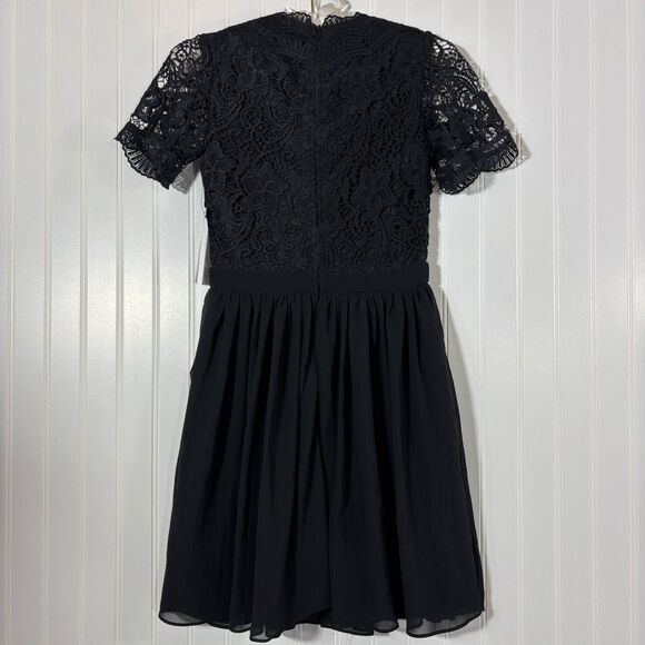 NWT Lulus Black Lace Skater Dress Sz XS LBD Crochet Lace Mini Angel in Disguise - Picture 2 of 14